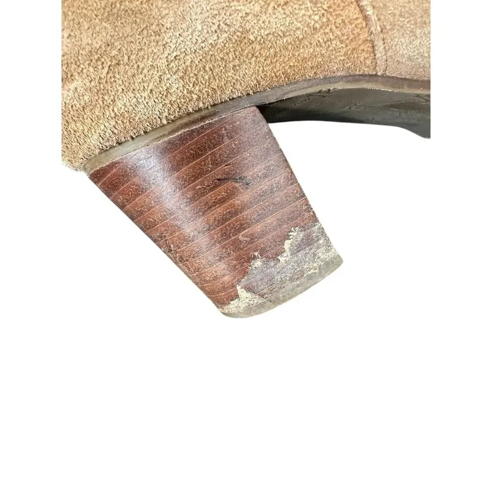 Jack Rogers Brown Oak Marianne‎ Suede Scalloped Bootie Ankle Boots Size 8